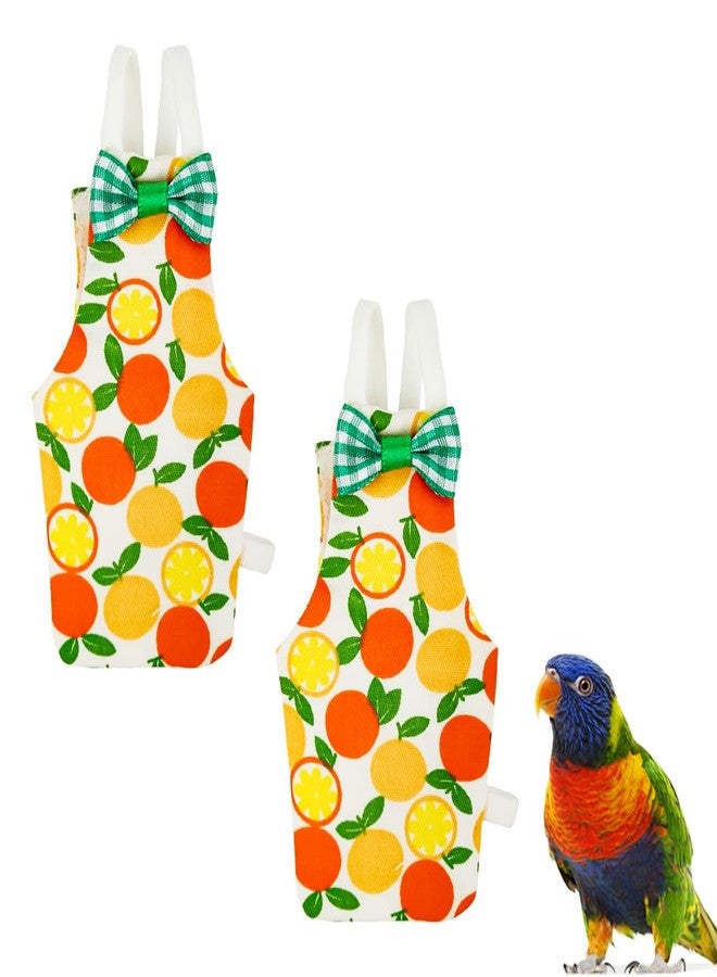 ZIBUYU® 2Pcs Parrot Clothes, Budgie Jumpers, Adorable Bow Orange Pattern Budgie Diaper Bird Flight Suit, Elastic Straps Design, Lightweight & Comfort, Washable, Size M - Image 1